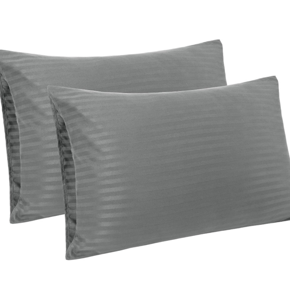 4 OEKO-TEX *STANDARD* Gray Striped Pillow Cases